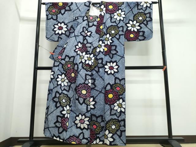 平和屋着物∴夏物 浴衣 有松鳴海絞り 舞菊文 綿 逸品 CABK5325ng