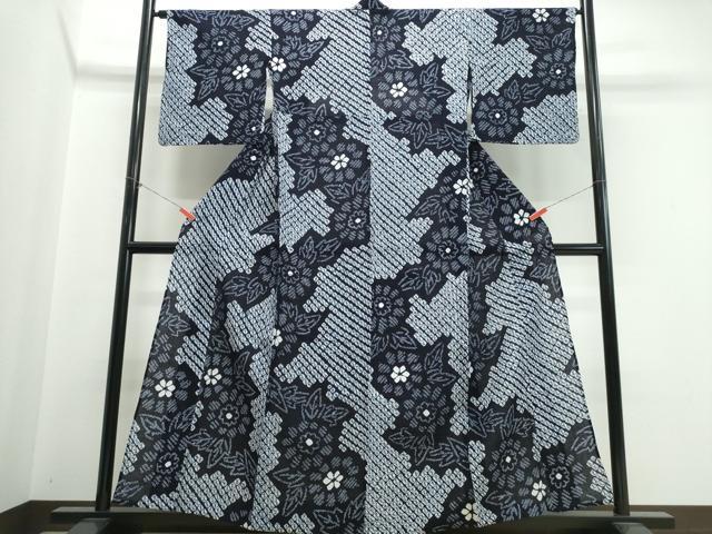 平和屋着物∴夏物 浴衣 有松鳴海絞り 舞花文 綿 逸品 CABK5333ng