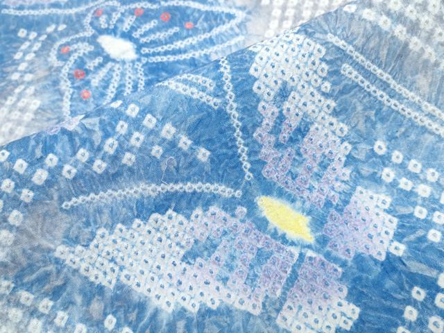 平和屋着物∴夏物 浴衣 有松鳴海絞り 流水舞蝶文 綿 逸品 CABK5338ng