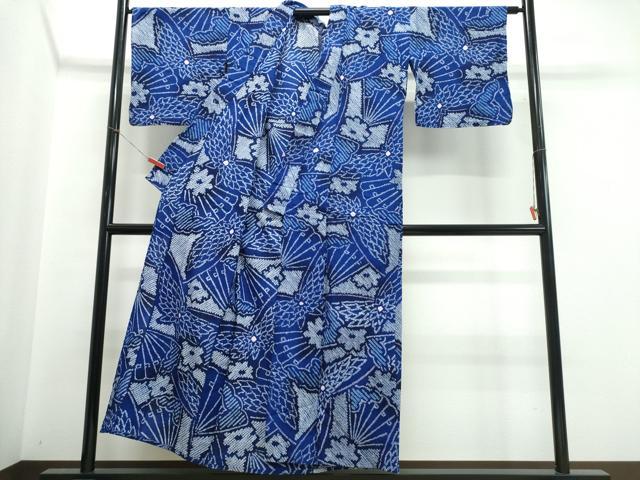 平和屋着物∴夏物 浴衣 有松鳴海絞り 檜扇花文 綿 逸品 CABK5342ng