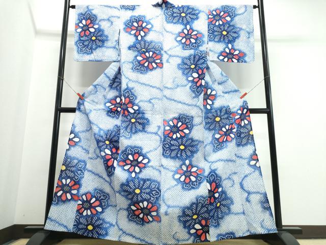 平和屋着物∴夏物 浴衣 有松鳴海絞り 舞菊文 綿 逸品 CABK5347ng