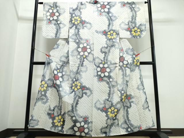 平和屋着物∴夏物 浴衣 有松鳴海絞り 菊唐草文 綿 逸品 CABK5353ng