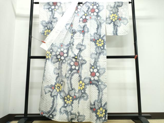 平和屋着物∴夏物 浴衣 有松鳴海絞り 菊唐草文 綿 逸品 CABK5353ng