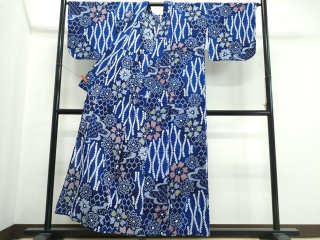 平和屋着物∴夏物 浴衣 有松鳴海絞り 雲取り舞花尽くし 綿 逸品 CABK5357ng
