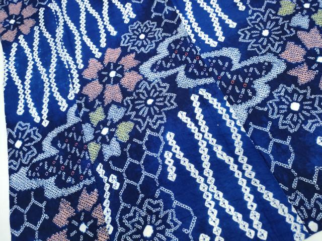 平和屋着物∴夏物 浴衣 有松鳴海絞り 雲取り舞花尽くし 綿 逸品 CABK5357ng
