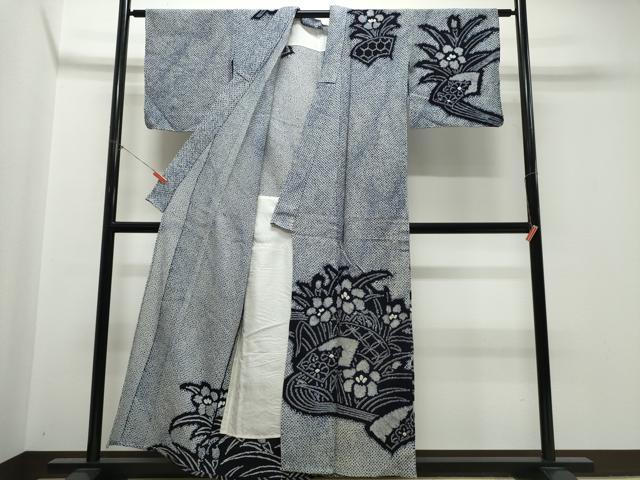 平和屋着物∴夏物 訪問着・浴衣兼用 絵羽浴衣 有松鳴海絞り 地紙草花文 綿 逸品 CABK5362ng