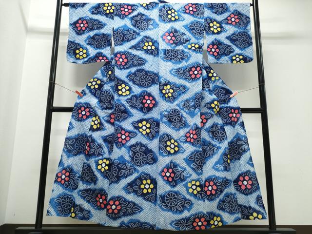 平和屋着物∴夏物 浴衣 有松鳴海絞り 花菱文 綿 逸品 CABK5365ng
