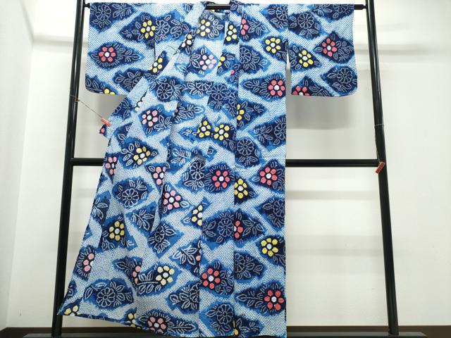 平和屋着物∴夏物 浴衣 有松鳴海絞り 花菱文 綿 逸品 CABK5365ng