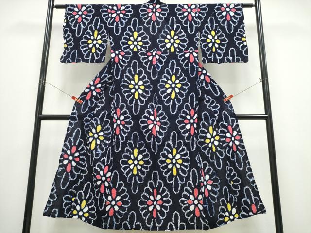 平和屋着物∴夏物 浴衣 有松鳴海絞り 花菱文 綿 逸品 CABK5395ng