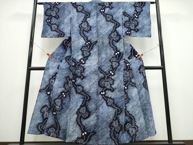 平和屋着物∴夏物 浴衣 有松鳴海絞り 蔦の葉文 綿 逸品 CABK5399ng