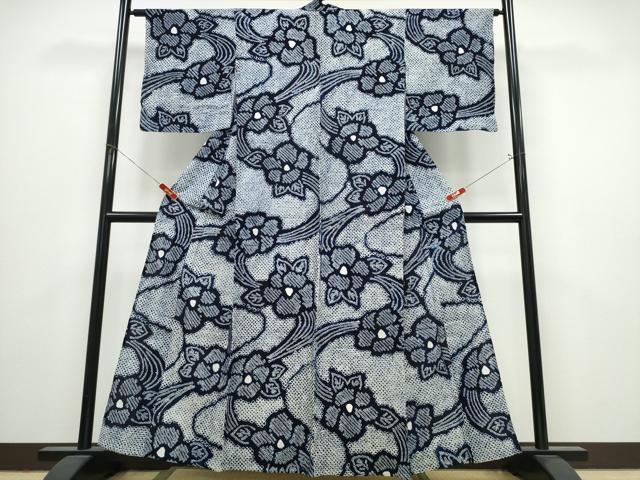 平和屋着物∴夏物 浴衣 有松鳴海絞り 流水舞花文 綿 逸品 CABK5401ng