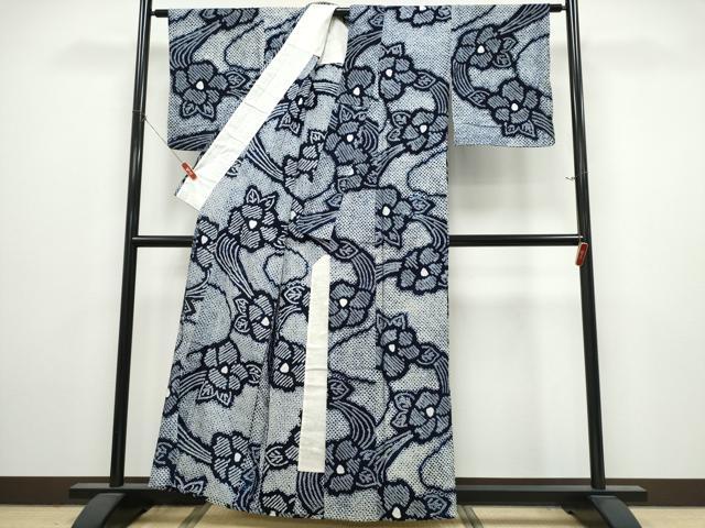 平和屋着物∴夏物 浴衣 有松鳴海絞り 流水舞花文 綿 逸品 CABK5401ng