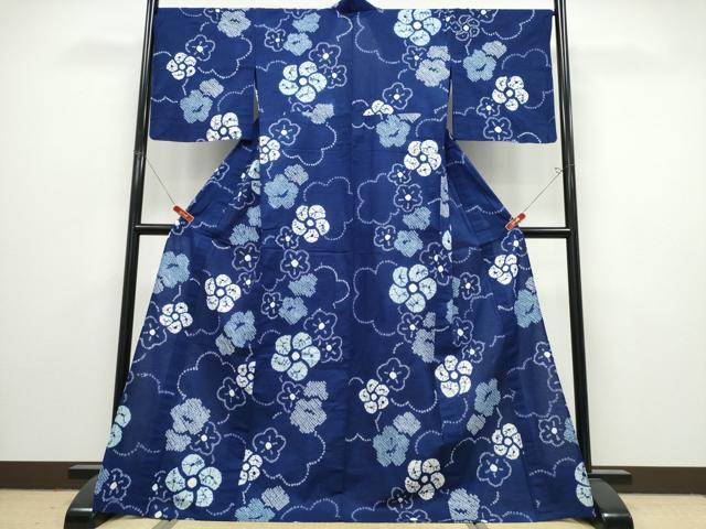 平和屋着物∴夏物 竹田嘉兵衛商店 絞りの開祖 竹田庄九郎 浴衣 有松鳴海絞り 捻じ花文 綿 逸品 未使用 CABK5407ng