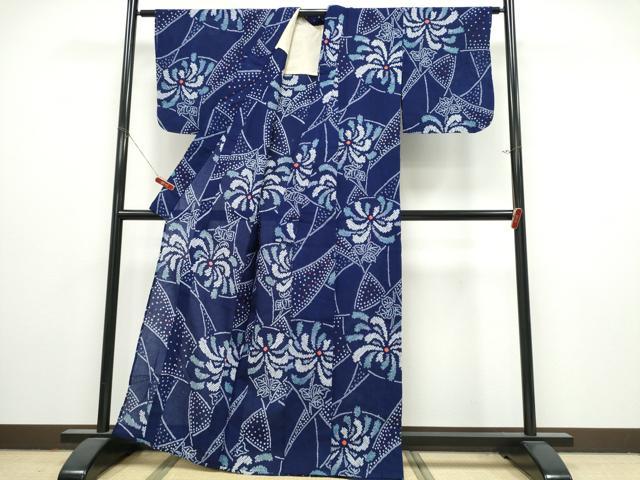 平和屋着物∴夏物 浴衣 有松鳴海絞り 乱菊 綿 逸品 CABK5408ng