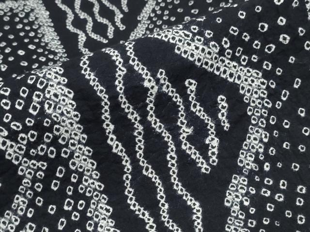 平和屋着物∴夏物 浴衣 有松鳴海絞り 流水文 黒地 綿 逸品 CABK5409ng