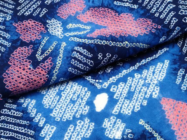 平和屋着物∴夏物 浴衣 有松鳴海絞り よろけ縞舞蝶文 綿 逸品 CABK5416ng