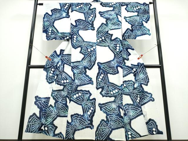 平和屋着物∴夏物 浴衣 有松鳴海絞り 舞蝶文 綿 逸品 CABK5417ng