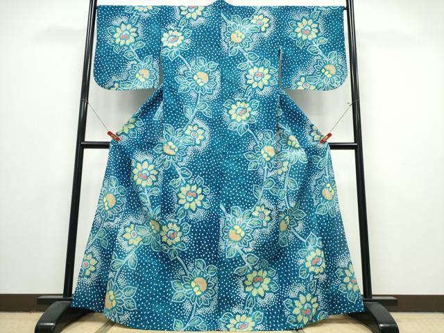 平和屋着物∴夏物 浴衣 有松鳴海絞り 枝花文 綿 逸品 CABK5418ng