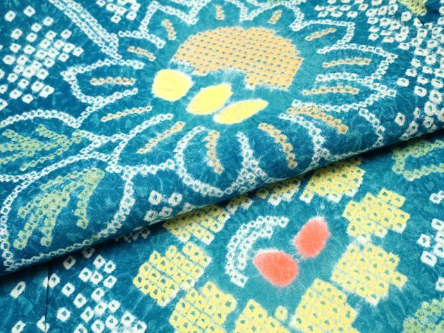平和屋着物∴夏物 浴衣 有松鳴海絞り 枝花文 綿 逸品 CABK5418ng
