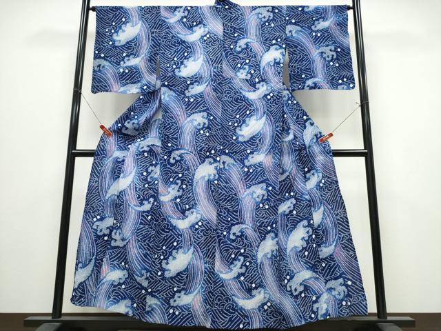 平和屋着物∴夏物 浴衣 有松鳴海絞り 立波文 綿 逸品 CABK5421ng