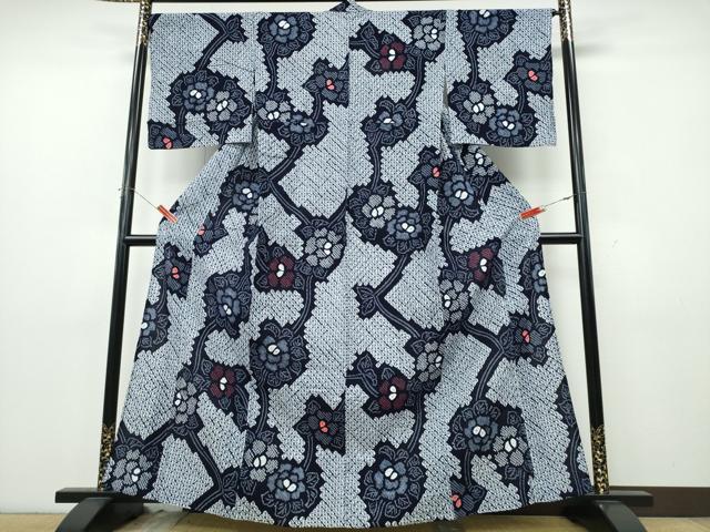 平和屋着物∴夏物 浴衣 有松鳴海絞り 枝花文 綿 逸品 CABK5425ng