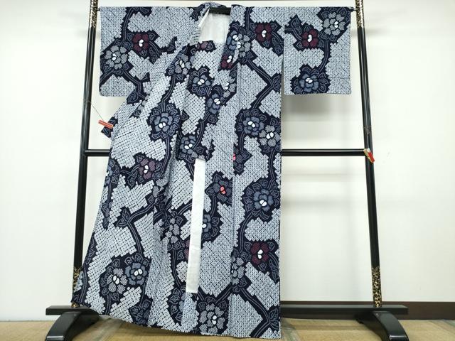 平和屋着物∴夏物 浴衣 有松鳴海絞り 枝花文 綿 逸品 CABK5425ng