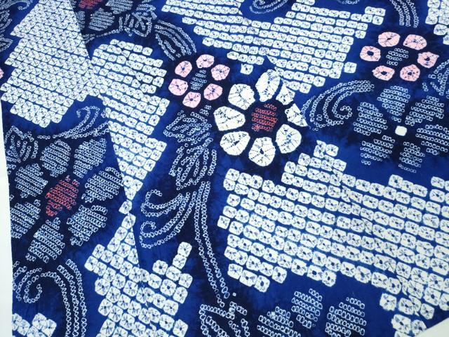 平和屋着物∴夏物 浴衣 有松鳴海絞り 立浪菊文 綿 逸品 CABK5433ng