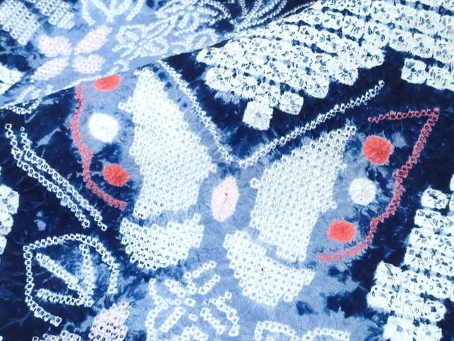 平和屋着物∴夏物 浴衣 有松鳴海絞り 舞蝶草花文 綿 逸品 CABK5436ng