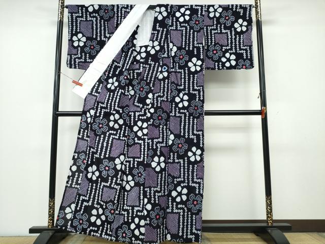 平和屋着物∴夏物 浴衣 有松鳴海絞り 舞花幾何学文様 綿 逸品 CABK5438ng
