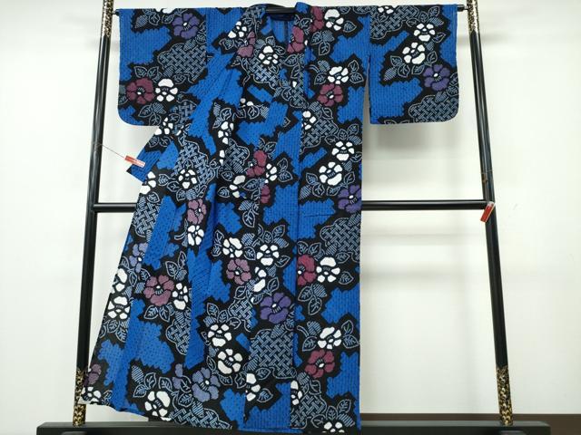 平和屋着物∴夏物 浴衣 有松鳴海絞り 枝椿 雲取り網目文 綿 逸品 CABK5441ng