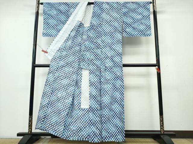 平和屋着物∴夏物 浴衣 有松鳴海絞り 蜘蛛絞り 霞文 綿 逸品 CABK5444ng