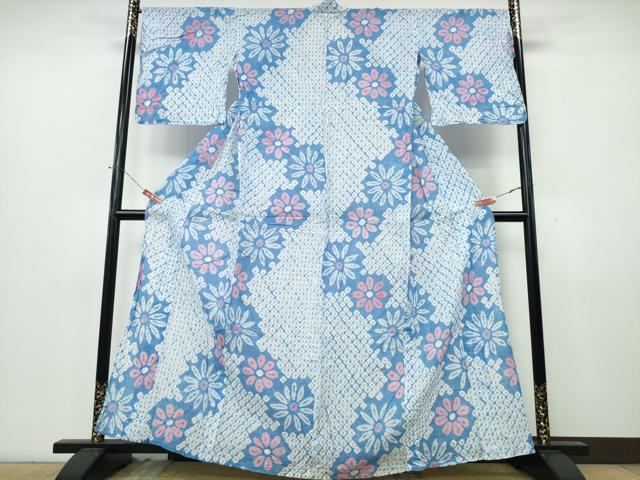 平和屋着物∴夏物 浴衣 有松鳴海絞り 舞花文 綿 逸品 CABK5448ng