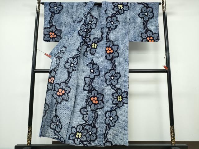 平和屋着物∴夏物 浴衣 有松鳴海絞り 枝花文 綿 逸品 CABK5451ng