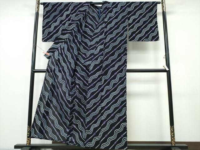 平和屋着物∴夏物 浴衣 有松鳴海絞り 斜線文 綿 逸品 CABK5454ng