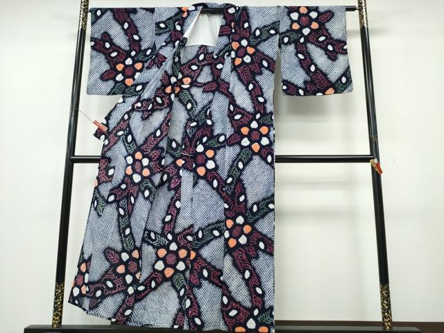 平和屋着物∴夏物 浴衣 有松鳴海絞り 孔雀羽花文 綿 逸品 CABK5455ng