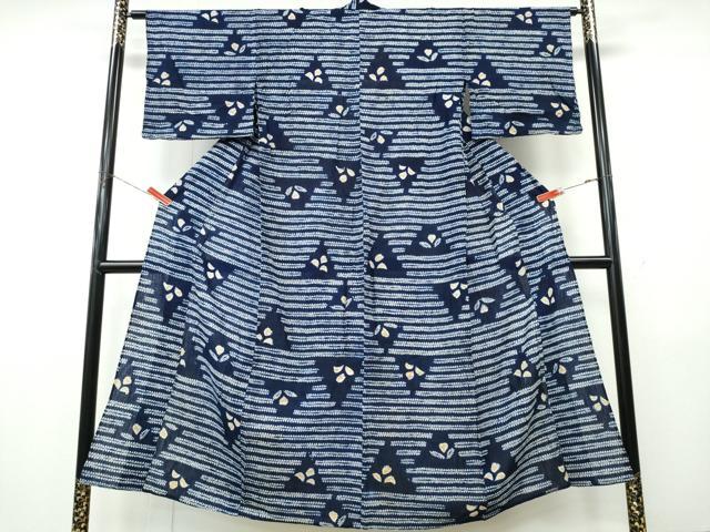 平和屋着物∴夏物 浴衣 有松鳴海絞り 横段舞葉文 綿 逸品 CABK5459ng
