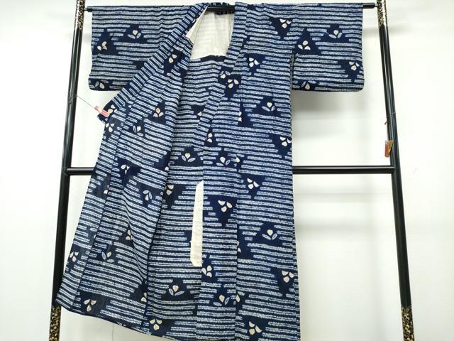 平和屋着物∴夏物 浴衣 有松鳴海絞り 横段舞葉文 綿 逸品 CABK5459ng