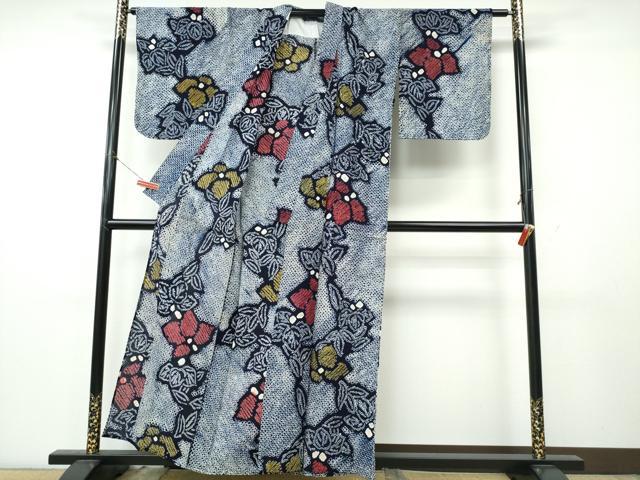 平和屋着物∴夏物 浴衣 有松鳴海絞り 舞花文 綿 逸品 CABK5460ng