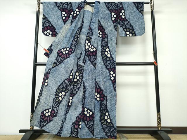 平和屋着物∴夏物 浴衣 有松鳴海絞り 舞菊文 綿 逸品 CABK5468ng