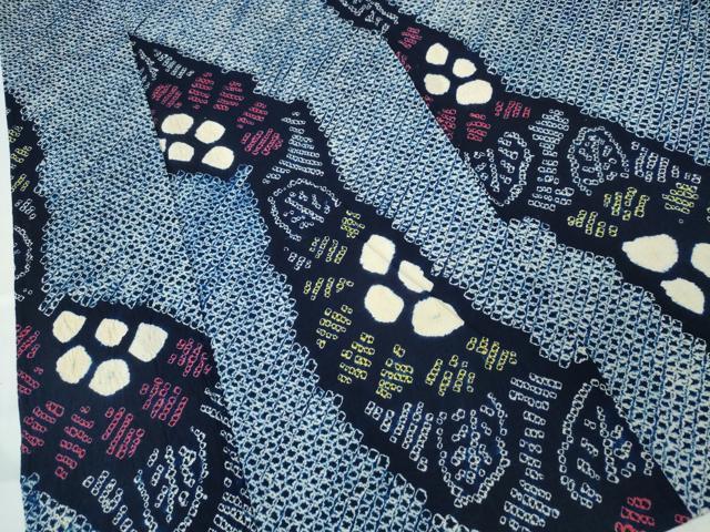 平和屋着物∴夏物 浴衣 有松鳴海絞り 舞菊文 綿 逸品 CABK5468ng