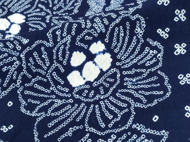 平和屋着物∴夏物 浴衣 有松鳴海絞り 流水牡丹 綿 逸品 CABK5480ng