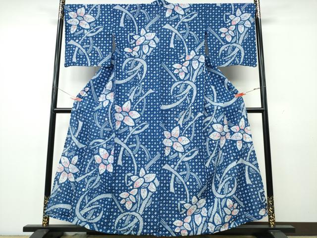 平和屋着物∴夏物 浴衣 有松鳴海絞り 舞花文 綿 逸品 CABK5481ng