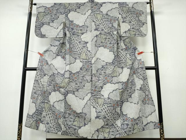 平和屋着物∴夏物 浴衣 有松鳴海絞り 雲取り風景文 綿 逸品 CABK5483ng