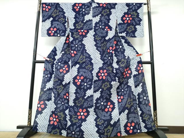 平和屋着物∴夏物 浴衣 有松鳴海絞り 籬花文 綿 逸品 CABK5486ng