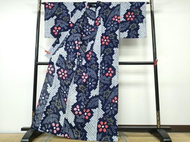 平和屋着物∴夏物 浴衣 有松鳴海絞り 籬花文 綿 逸品 CABK5486ng