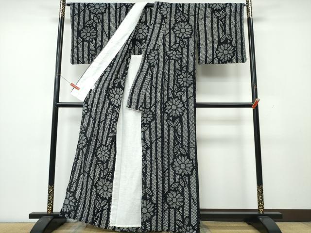 平和屋着物∴夏物 浴衣 有松鳴海絞り 舞花間道 黒地 綿 逸品 CABK5487ng