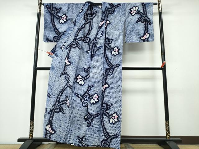 平和屋着物∴夏物 浴衣 有松鳴海絞り 枝花文 綿 逸品 CABK5491ng