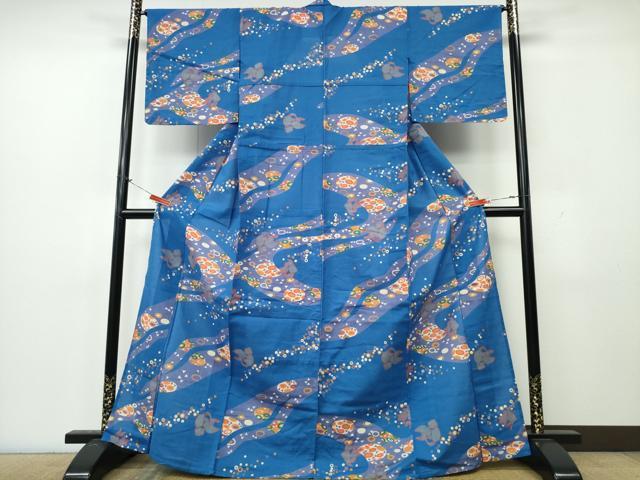 平和屋着物∴夏物 浴衣 注染 手縫い 流水金魚丸文 綿 逸品 CABK5498ng