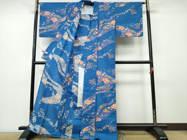 平和屋着物∴夏物 浴衣 注染 手縫い 流水金魚丸文 綿 逸品 CABK5498ng