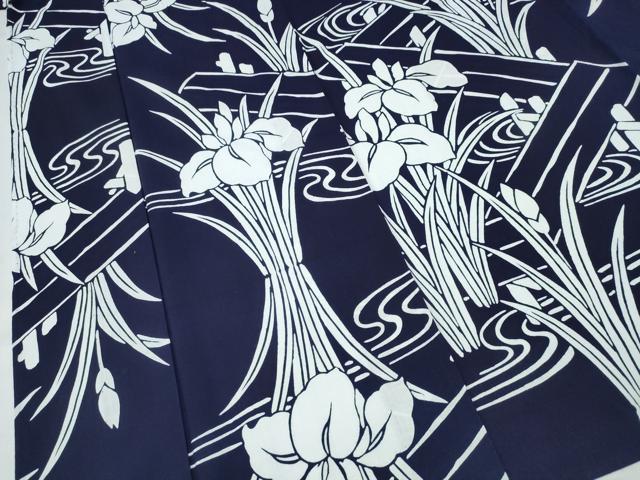 平和屋着物∴夏物 浴衣 注染 手縫い 流水杜若 綿 逸品 CABK5501ng